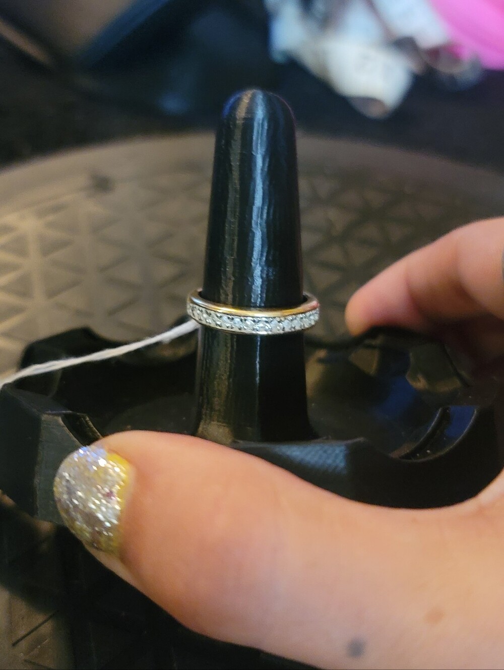 18K GE Gold Electroplated Eternity Ring Size 8.5 Pave CZ Stackable - Picture 6 of 8